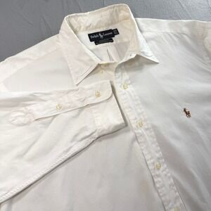 Ralph Lauren Yarmouth Shirt Mens 17-35 White Cotton Pinpoint Oxford Button-down